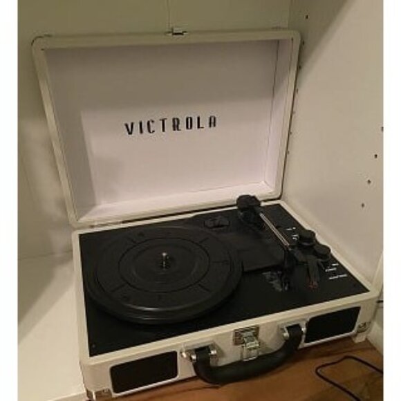 New Vintage 3-Speed Bluetooth Portable Suitcase Record Player with Built-in Spea - Picture 3 of 3
